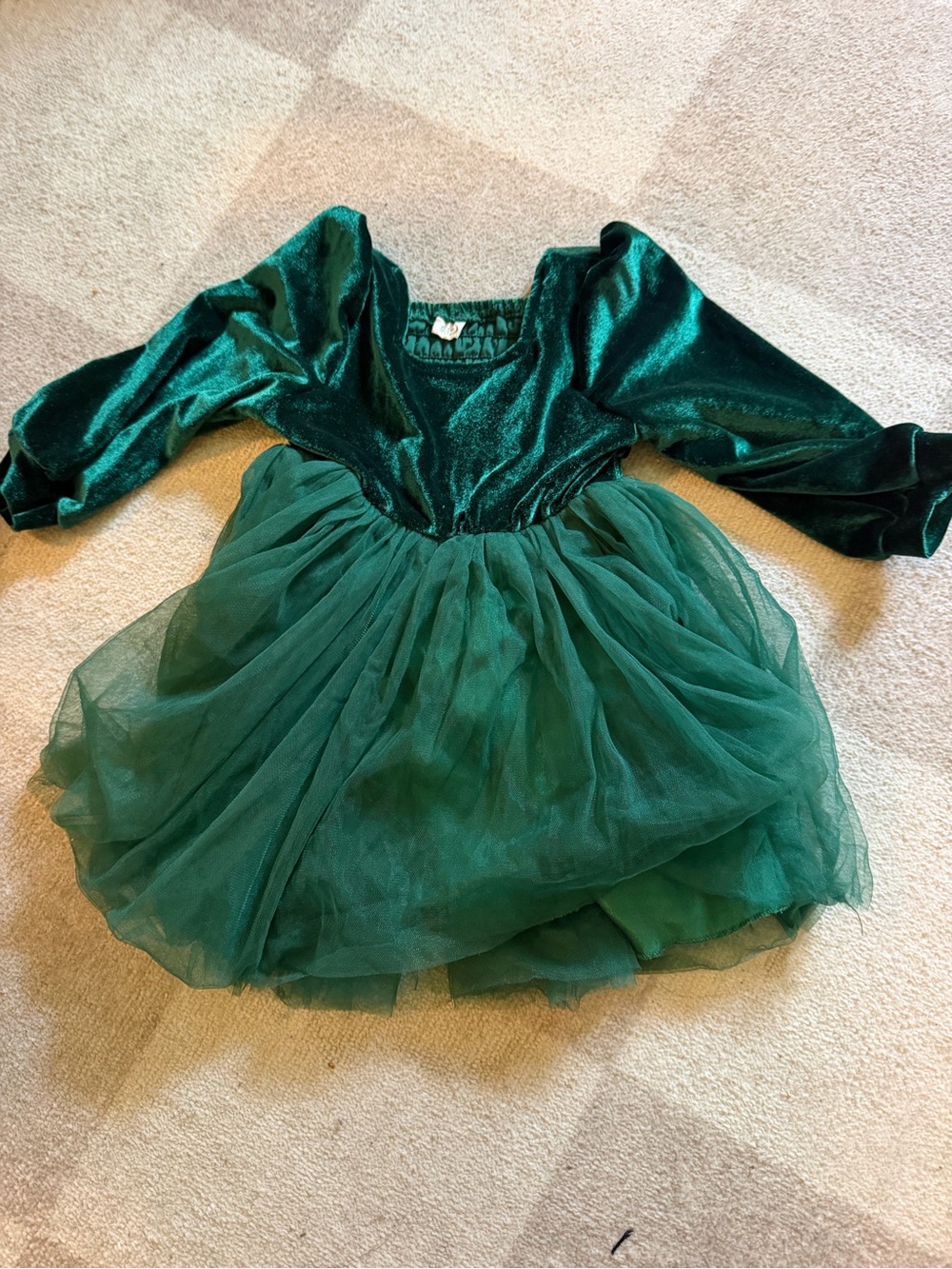 Babygirl Green Velvet & Tulle Girls' dress